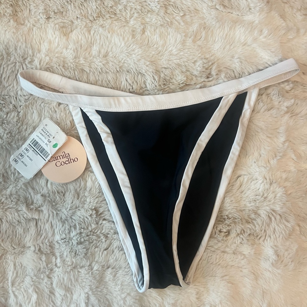 Camila Coelho Black and White Bikini Bottom
